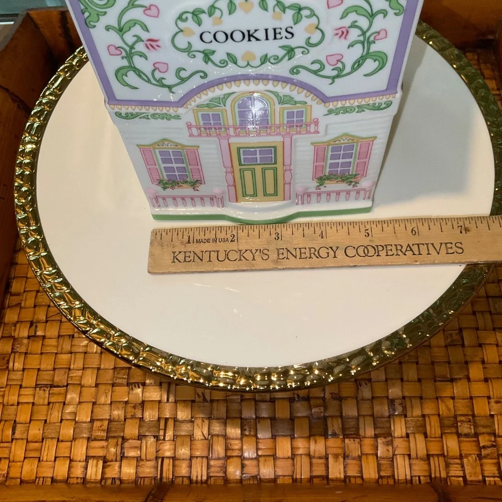 LENOX 1991 The Village Cookie Jar Canister Yellow Fine Porcelain - Beautiful!